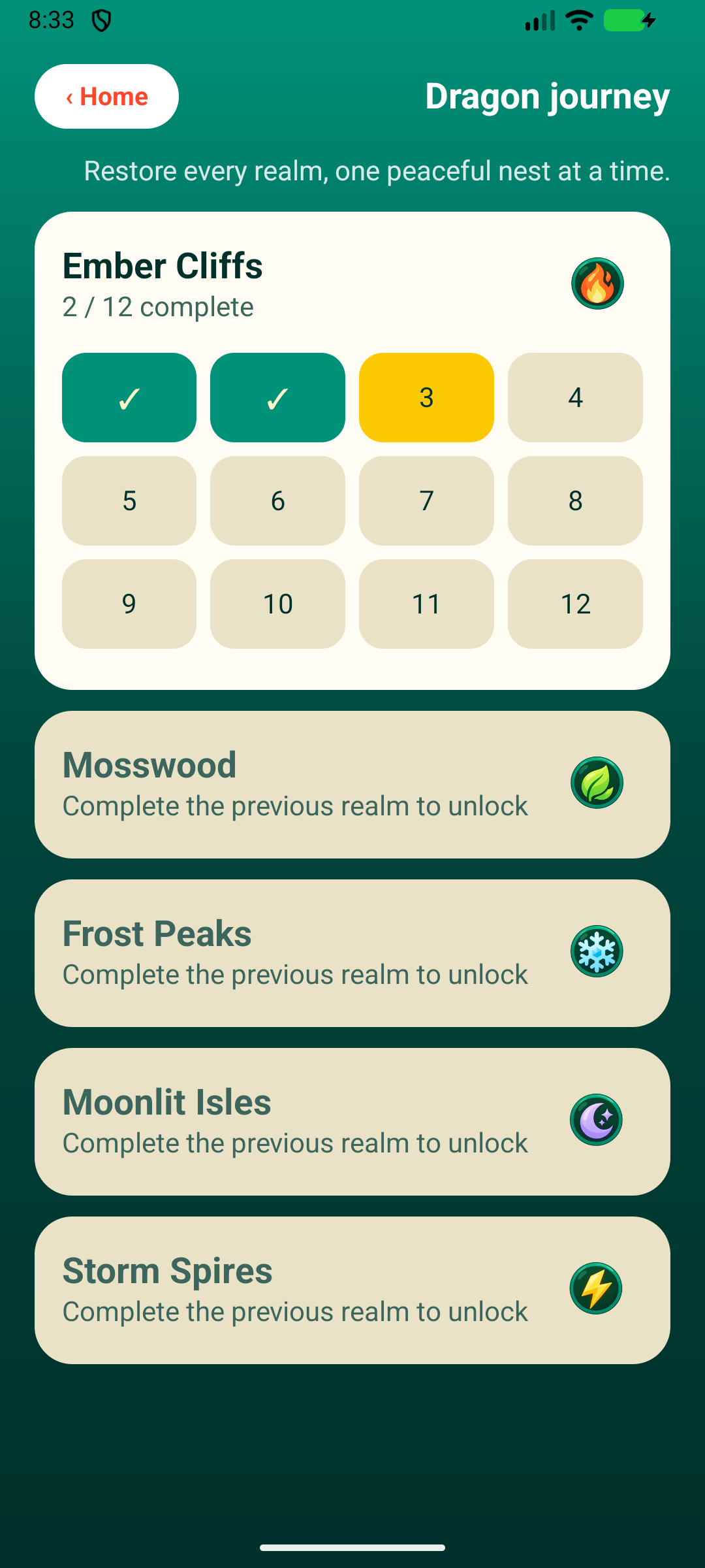 Nestdoku journey screen